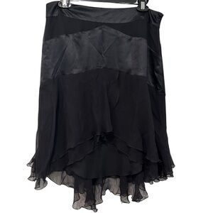 To The Max Asymmetrical Silk Skirt SZ 10 Black Whimsigoth Fairy Grunge Coquette